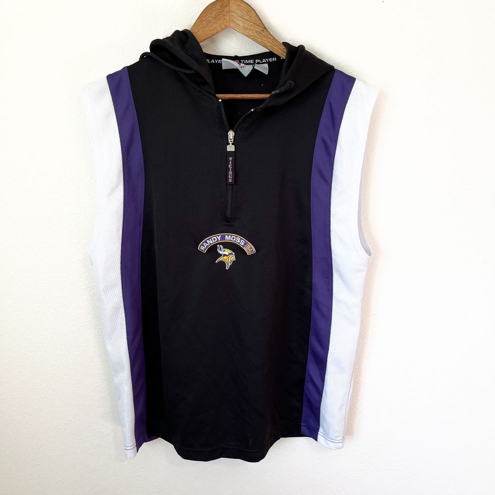 NFL Minnesota Vikings Black Purple White Sleeveless Hoodie